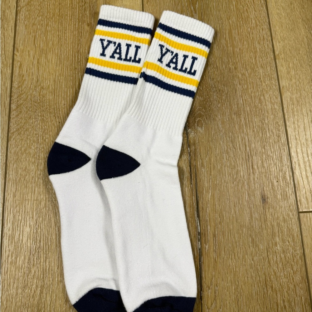 Y’ALL Brand New Blue Yellow Socks - Picture 3 of 4